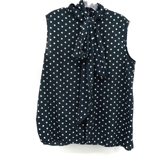 Tops - Polka Dot Sheer Tie Neck Blouse